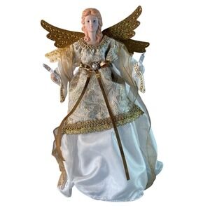 GE StayBright 14" Angel Off-white Gold Christmas Capiz‎ Tree Topper 11 LED Light